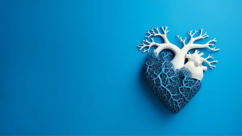 a heart on a blue background